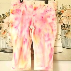 FG Pink & Orange Iced Tie Dye Cuff Capris
